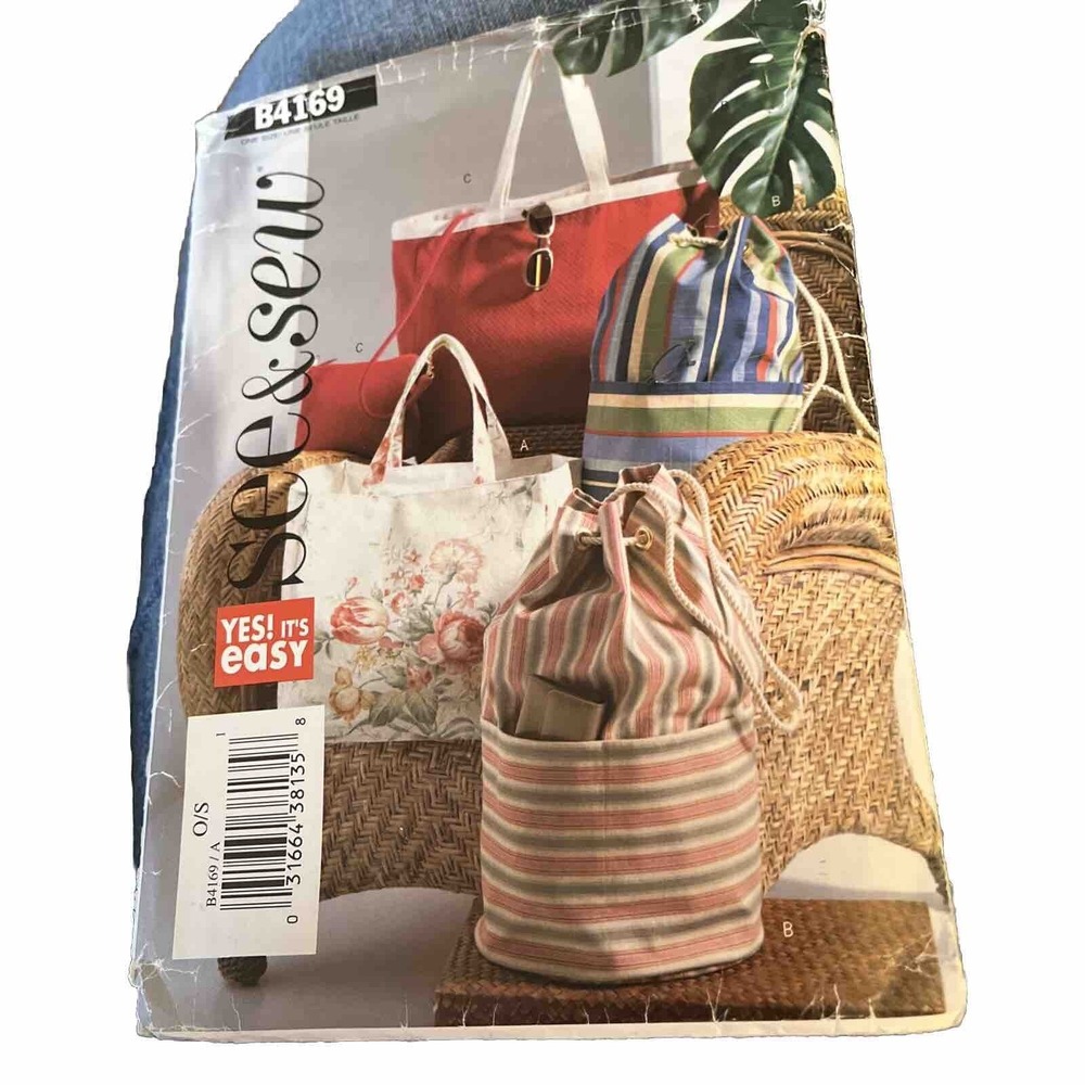 See & Sew B4169 One Size Totes Beach Bags Groceries Sewing Pattern   Some Cut